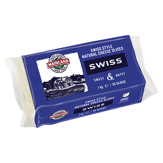 FS Mainland Swiss Style Natural Cheese Slices Sweet & Nutty 1kg 34 Pack-0